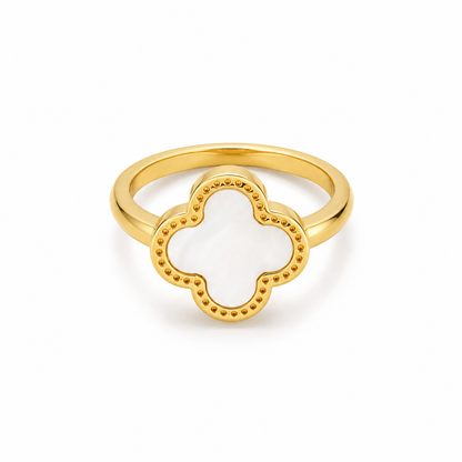 Midnight White  Clover Ring
