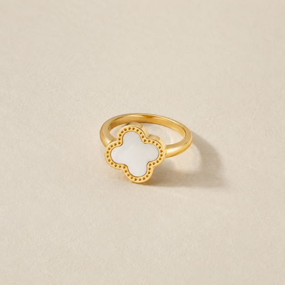 Midnight White  Clover Ring