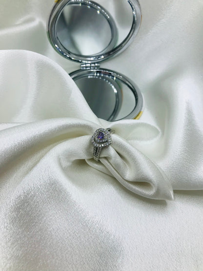 Oval Gemstone Ring with Diamond Halo