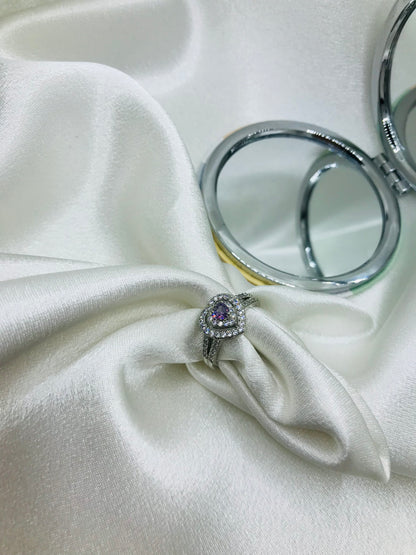 Oval Gemstone Ring with Diamond Halo