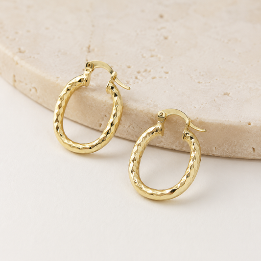 Oval Gold Hoop Earrings