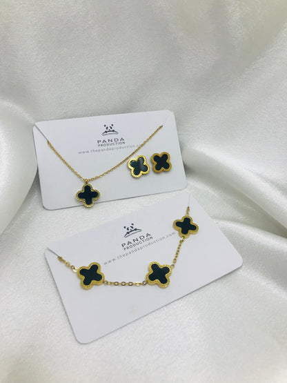 Flat Clover Jewelry Set