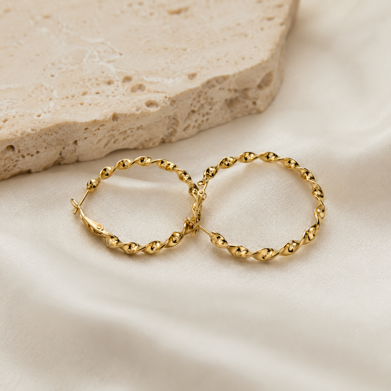 Rope Design Gold Hoops