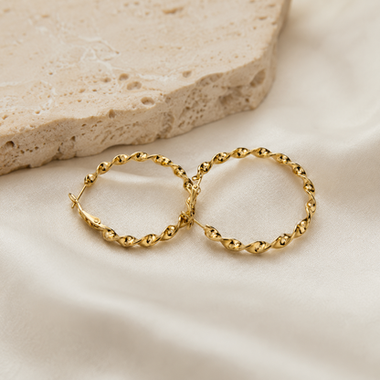 Rope Design Gold Hoops