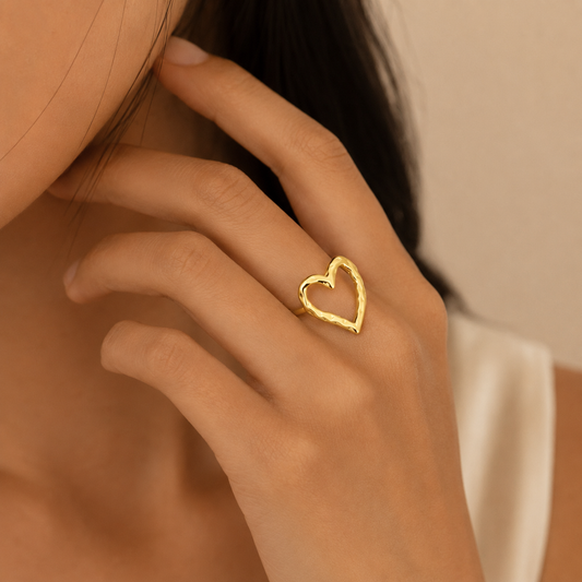 Golden Open Heart Ring