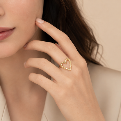 Golden Open Heart Ring