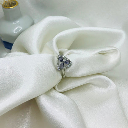 Silver Amethyst Triangle Ring