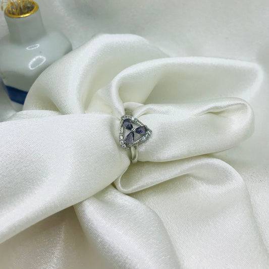Silver Amethyst Triangle Ring