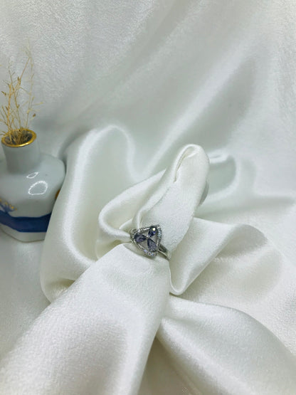 Silver Amethyst Triangle Ring