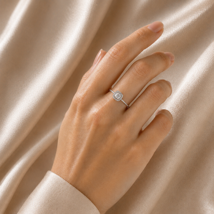 Sterling Silver Halo Gemstone Rings