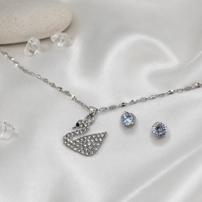 Swan Necklace and Earrings Set