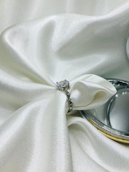 Twisted Silver Ring with Diamonds