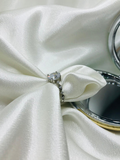 Twisted Silver Ring with Diamonds