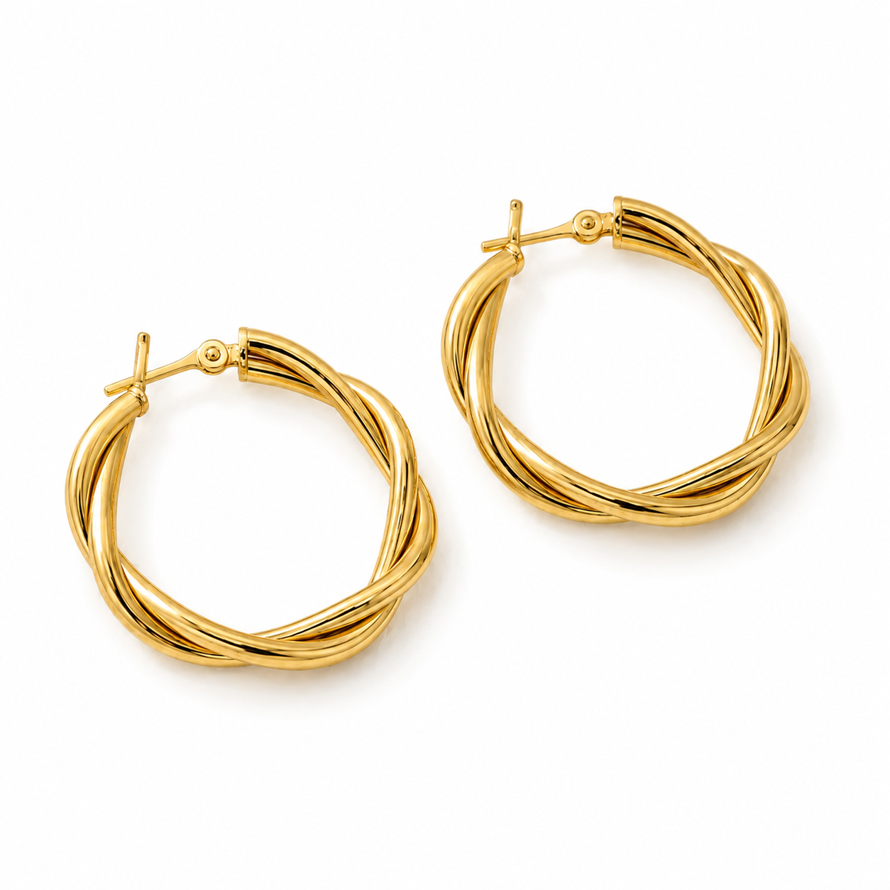 Twisted Gold Hoop Earrings