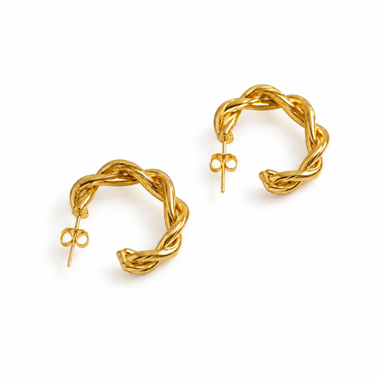 Twisted Gold Hoop Earrings