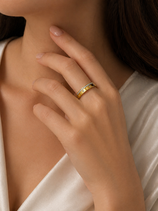 Gold Zircon Bands Ring