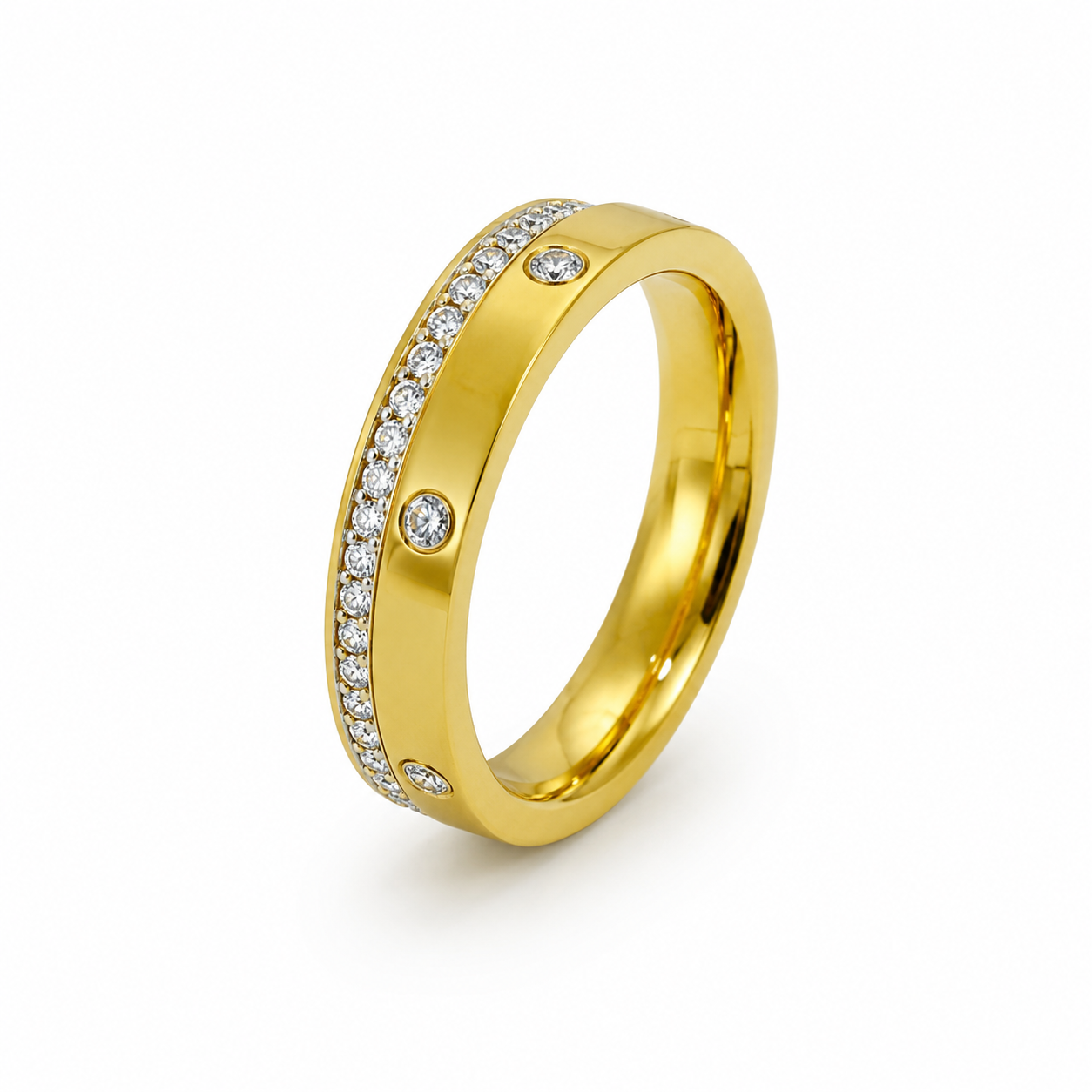 Gold Zircon Bands Ring