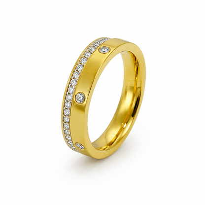 Gold Zircon Bands Ring