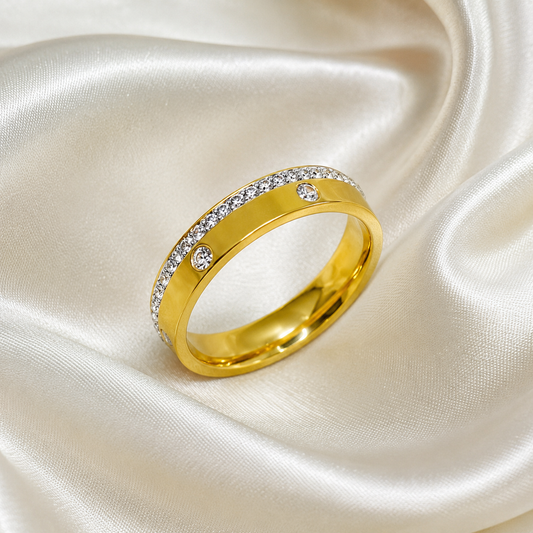 Gold Zircon Bands Ring